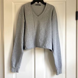 Brandy Melville Gray Vneck Cropped Longsleeved Top. Cotton. New condition